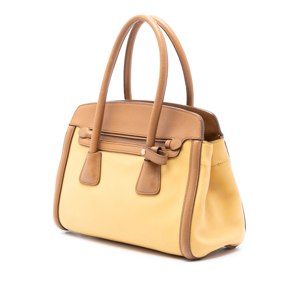 Pre-Loved Prada Bicolor Saffiano Cuir Trimmed Leather Satchel - Picture 2 of 8